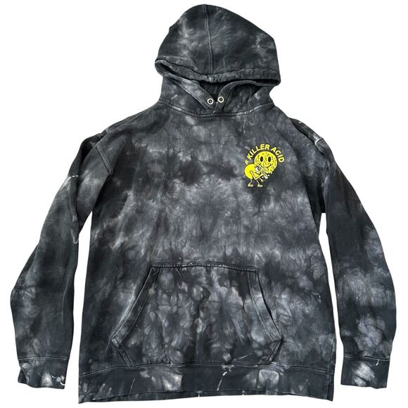 Killer Acid Miles Of Smiles Grey & Black Tie Dye Hoodie - Picture 1 of 7